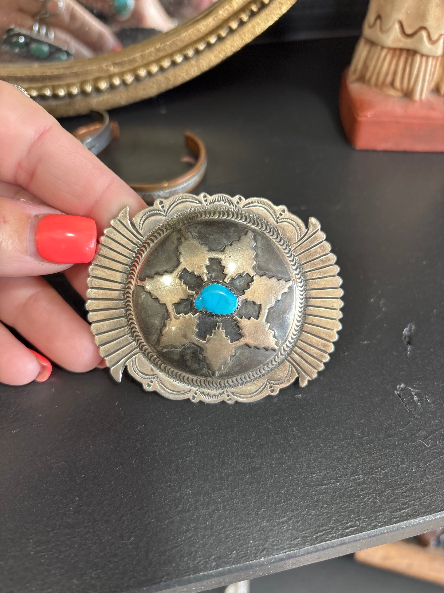 Vintage turquoise belt buckle