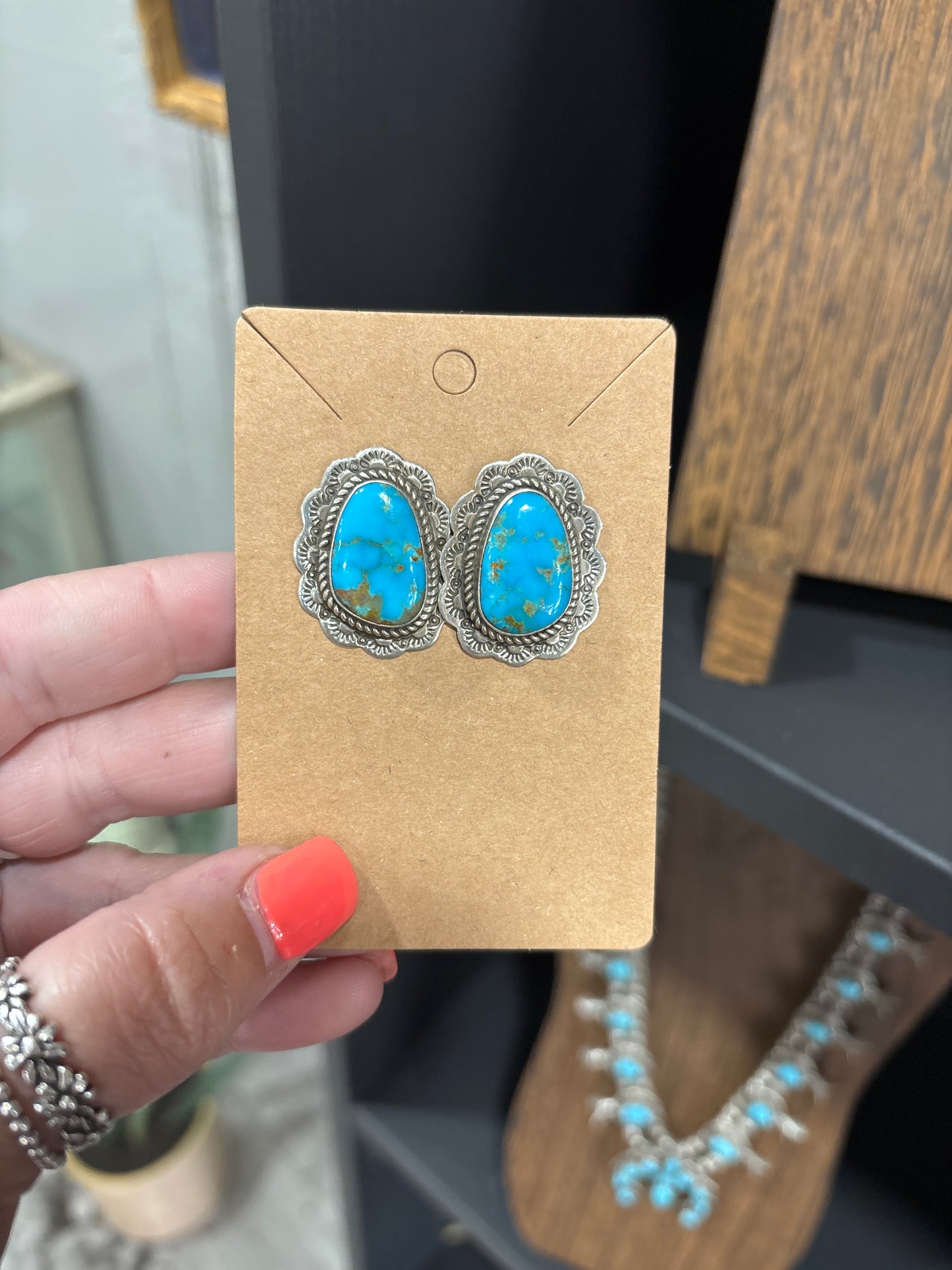 Navajo kingman earrings