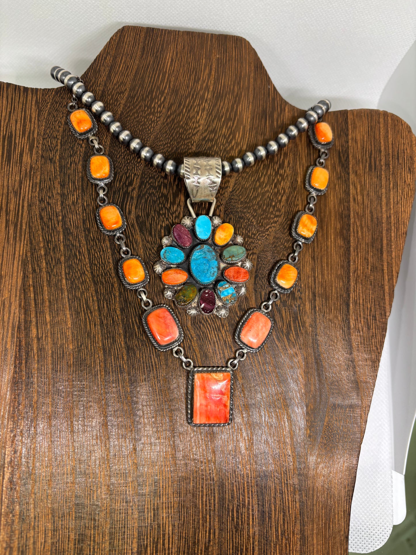 Navajo spiny oyster and turquoise pendant