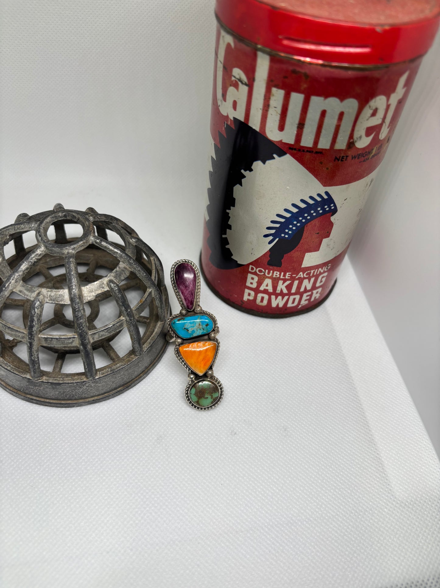 Navajo spiny and turquoise ring