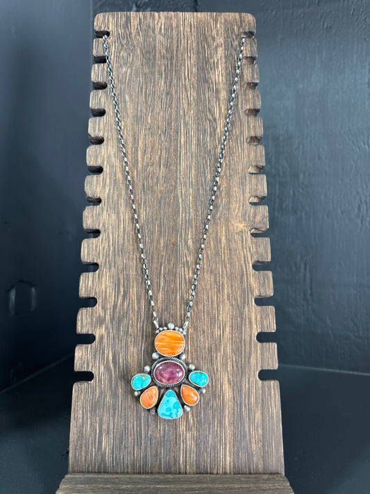 Navajo spiny oyster and cluster necklace