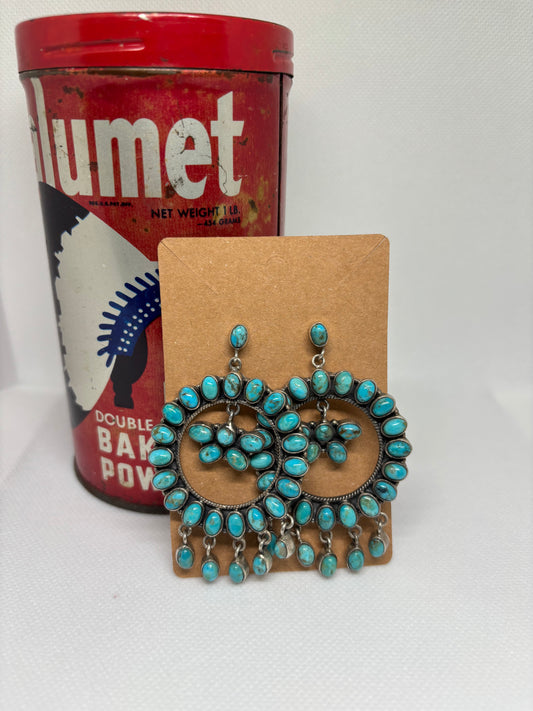 Large turquoise cluster earrings